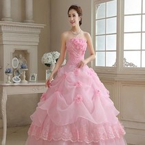 셀프웨딩드레스 2부드레스 대여 핑크화이트레드 신부 웨딩 드레스 레이스 튜브 상단 층 길이 플러스 크기 꽃 공 가운 dress