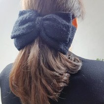 겨울 블랙 니트 원단 왕리본핀 헤어핀 리본 국내생산 핸드메이드