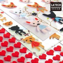 펠트스티커 입체스티커 데코스티커 다이어리스티커 꾸미기스티커 장식스티커, 519-6 스티치하트(소)