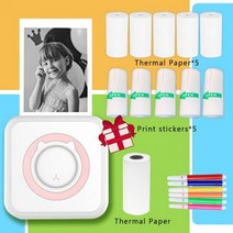미니 프린터 휴대용 열 인쇄 기계 블루투스 사진 그림 라벨 안 드 로이드 iOS DIY 가정용, 12 pink-10-pcs