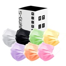 [무료배송][국내생산][공장직송] 시원한 MB필터 컬러마스크 스마트가드 50매입 일회용마스크 데일리마스크 숨쉬기편하고 귀편한 다양한 색상 레인보우컬러 예쁜마스크, 옐로우 50매