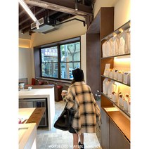 싱글코트코디 YUYUREAL 21FW 작은 키 와이드 루즈핏 케이프 판초 단면 여성 겨울 두꺼운 숏 2931124886
