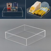 SOCEAN 투명 오픈 디피 박스 아크릴 납작 상자 티백 보관함 PVC 사각통 믹스 커피 정리함 촬영 소품 받침대 투명 케이스 플라스틱 빈 박스 납작한 정리함 디스플레이 PP 상자 정사각 전시대 OPEN BOX