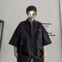 반팔셔츠 남자 트렌드 멋진 카고 와이셔츠 5부 소매 건달카리스마 캐주얼상의 740719002