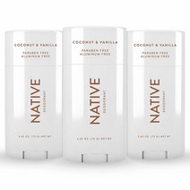Native Deodorant Coconut+Vanilla 네이티브 데오드란트 스틱 남녀공용 Coconut+바닐라 3팩, 1개