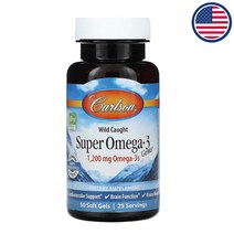 칼슨랩스 슈퍼오메가3 EPA DHA 1200mg 피쉬오일 비타민E 알파토코페롤 50캡슐, 1개, 50개