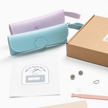 가죽 필통 만들기 키트 손바느질 공예 재료 부자재 수업 DIY 펜슬 케이스 세트 반제품 체험 학습 취미 생활, 핑크(이벤트)