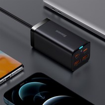 Baseus GaN3 Pro 100w 멀티포트 테스크탑 고속 충전기 4포트 2U+2C, 블랙