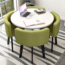 테이블 의자 세트 원형테이블 공간활용 디자인 원목 식탁의자 세트, 20 연한 초록색