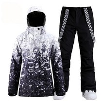브랜드 여성용 스노우 슈트 야외 스포츠 의상 방수 방풍 세트 스키 재킷 및 스트랩 팬츠 소녀용, 04 picture jacket pant_03 M