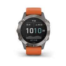 가민 피닉스 6 GPS 스마트워치, Titanium with Ember Orange