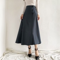[엠케이지]리키 랩 단추 에이라인 밴딩 롱스커트