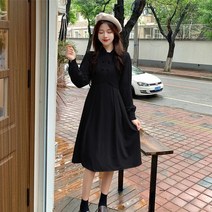 [이꾸띠] 위에리앙이 여성 봄 2컬러 무지 버튼다운카라 퍼프 원피스