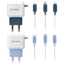 액티몬 군대 직업군인 필수품 갤럭시 아이폰 5핀 C타입핀 8핀 일체형 휴대폰 고속충전기 1.2M 2M, 1개