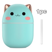 차량용 미니 가열식 무선 소형 자연기화식 초음파 필터없는 가습기 귀여운 250ml 카와이 아로마 테라피 디퓨저 에센셜 오일 가정용 자동차 공기 청정기 휴미디파이어, [10] A Green 1pc