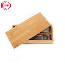 대나무수저함 수저통 사각 나무 원목 식당 업소용 수저보관함, 단일