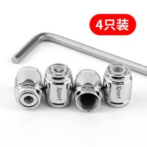 체리 자동차 타이어 도난 방지 컬러 밸브 캡, 소형 스틸 건 에어 노즐 캡[브라이트 실버]