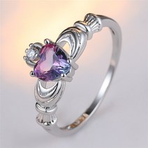 장미 로즈 반지 골드링 여자 블루 퍼플 하트 지르콘 Claddagh 여성용 레인보우 스톤 웨딩 쥬얼리 빈티지 골드/실버 컬러 약혼