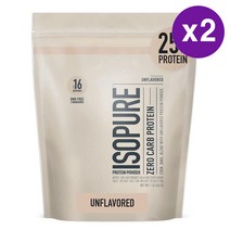 Isopure 25g Zero Carb Protein Powder Unflavored 1lb 아이소퓨어 25g 제로 카브 프로틴 파우더 454g 2팩, 2개