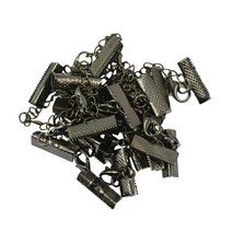 12 세트 리본 코드 끝 죔쇠 가재 걸쇠 증량제 사슬 보석 결과, 건 블랙, /, 철 합금