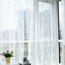 공간안애 양면 물결 로즈 레이스 커튼 완제품 (차박 커튼), 옐로우