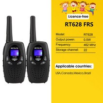 Retevis RT628 워키 토키 2pcs PMR446 생일 크리스마스 선물 장난감 라디오 communi니 케 이터, 05 Black US frequency
