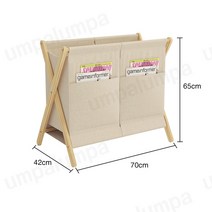 북유럽 우드햄퍼 캠핑햄퍼 수건함 소나무햄퍼 접이식빨래바구니, 베이지_이중 우드햄퍼(수납형)