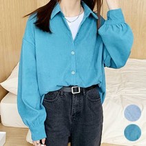 코듀로이 여자 롱셔츠 긴팔 데일리 캐주얼 데이트코디 여성 남방 오버핏셔츠 루즈핏 체크