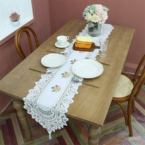 미국 빈티지 레이스 테이블 플래그 작은 화분 인쇄 테이블 매트 가정용 긴 술 테이블 장식 테이블 매트, 유백색, 33*90