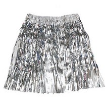 파티로 하와이안 훌라 치마 꽃세트 꽃레이 응원 파티 꽃목걸이 스커트 세트, 1개, 반짝이(36cm)_은색