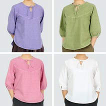 다흰2645 여름 여자 리본 순면 티셔츠 생활한복 개량한복