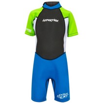 하이퍼플렉스 용 백지퍼 스프링 수트 다이빙 서핑, Blue/Black/Green, 8