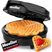 뮬러 와플위즈 와플 메이커 논스틱 미니 하트 블랙, 900W, 900W