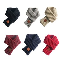 니트 짜임 가죽 패치 머플러