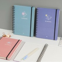 여고니야 두꺼운 노트 4P 파스텔 컬러 스프링 공책 연습장, 4개, 민트