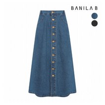 [바닐라비] 여성 버튼 플레어 뒷밴딩 데님 스커트