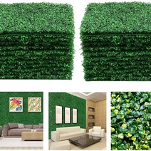 20pcs 인공 꽃 회양목 잔디 25x25cm 배경 패널 장식 울타리 식물 정원 뒤뜰 울타리 녹지 벽 장식, 20개