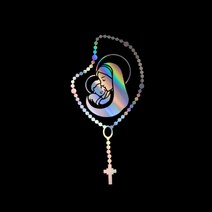 자동차포인트 00224 마리아묵주 튜닝스티커, XL, 블랙