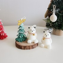 북극곰+트리+우드코스터 세트 크리스마스캔들 오브제 소품 생일선물 기념일선물 소이캔들, 스노우베이지, 우드세이지앤시솔트