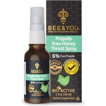 BEE and You 프로폴리스 생 허니 스로트 스프레이 - 천연 면역 지원 및 인후염 완화 항산화제 케토 팔레오 글루텐 프리 1 Fl Oz, [03] 프로폴리스 성인