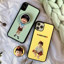 요술램프지니 대두 세트[스마트톡+터프(tpu)폰케이스] 주문제작 커플 포토 아기얼굴 반려동물 휴대폰 강아지 고양이 그립/ 톡홀더 케이스 아이폰14 갤럭시s23