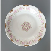 [앤틱접시] 프랑스 리모지 핑크 플로랄 써빙볼 빈티지 예쁜그릇, 1개