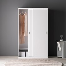 아씨방가구 레오 빅 슬라이딩 옷장 120cm 행거형, 화이트그레이