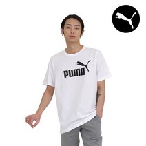 푸마 에센셜 로고 반팔티 화이트 남자 티셔츠 스포츠 면티 상의 586666-02
