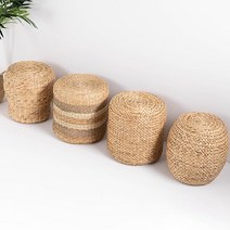 발리 느낌 빈티지 침실 거실 선반 보조의자 수초스툴 동남아, 원형(무늬)