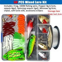 루어미끼세트 큰 멀티 낚시 미끼 세트 Wobblers 인공 혼합 색상 스타일 키트 플라스틱 금속 태클, [03] 56pcs