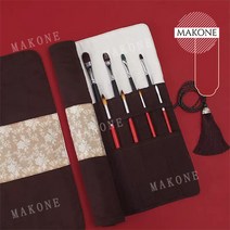Makone 상표등록 미대 학생 캔버스 이젤 붓 패브릭 두루마리 롤 수납함 유성펜 20홀 면 자수 미술 화방용품, 이중커피꽃[테슬스타일]20홀