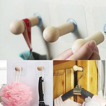 벽 부착 접착 원목 후크 일자형 고정 행거 걸이 우드 나무 인테리어, 기본