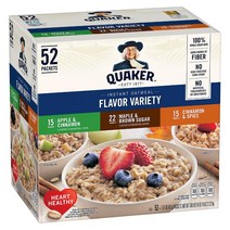 Quaker 퀘이커 인스턴트 오트밀 3가지맛 버라이어티 팩 52개입 77.8oz(2.23kg) Instant Oatmeal Variety Pack