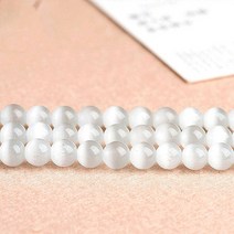 연화 천연 백색 캣츠아이 원석재료 10mm 46812 1줄, 단품